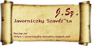 Javorniczky Szavéta névjegykártya